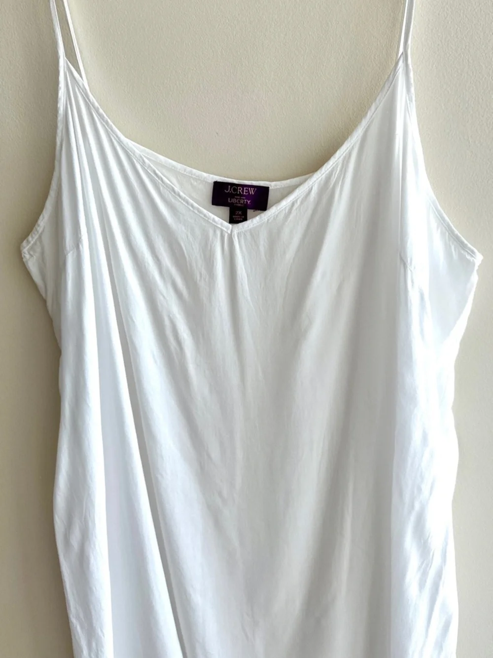 J. Crew Women’s White V-Neck Camisole Made with Liberty Fabric Shirt, Size 2X